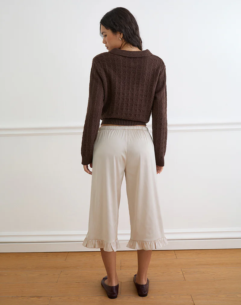 Tunelia Capri Trouser in Satin Champagne - Image 4