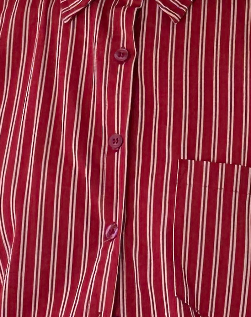 Turner Oversized Shirt in Maroon Stripe - Image 5