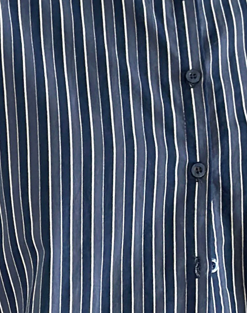 Turner Shirt in Dark Blue Indigo Stripe - Image 5