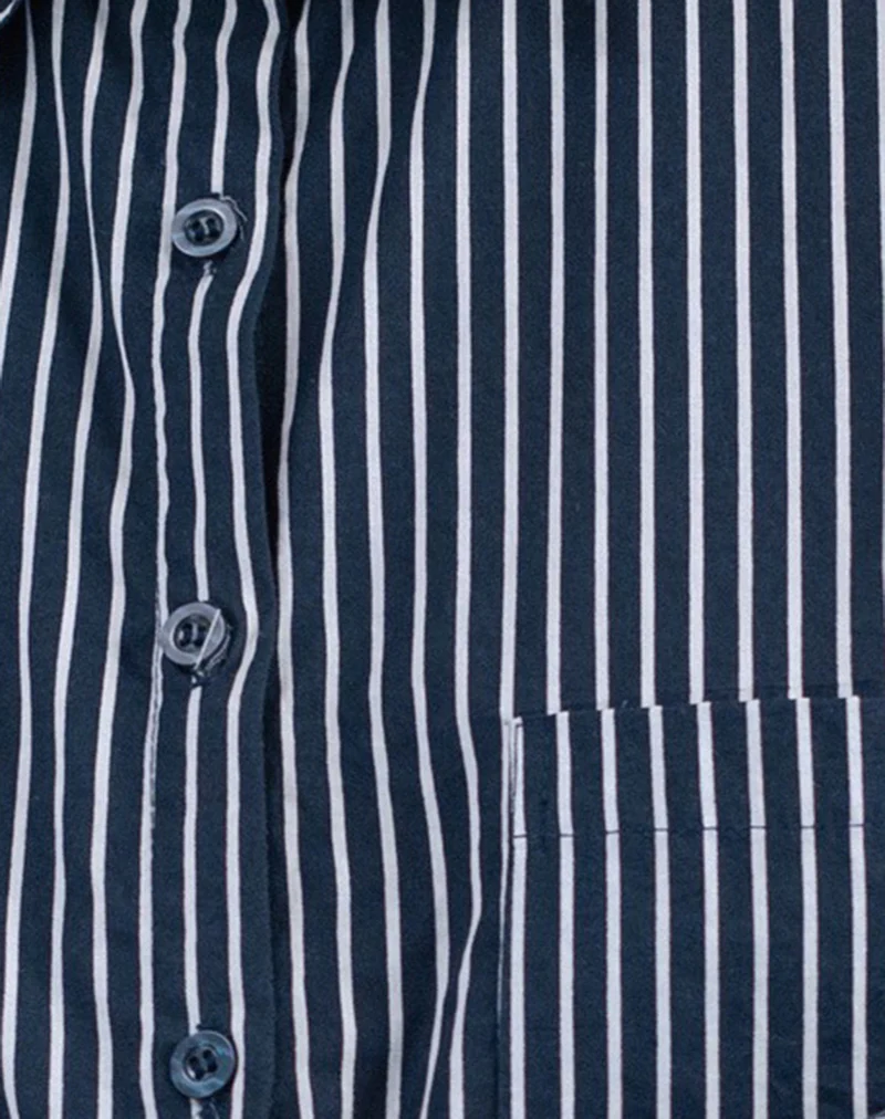 Turner Shirt in Mono Stripe Navy - Image 6