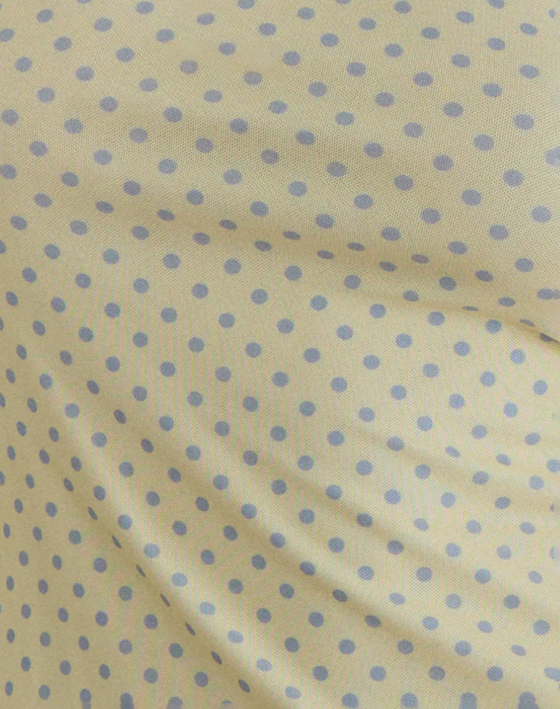 Turu Mini Dress in Yellow with Compact Grey Polka - Image 6