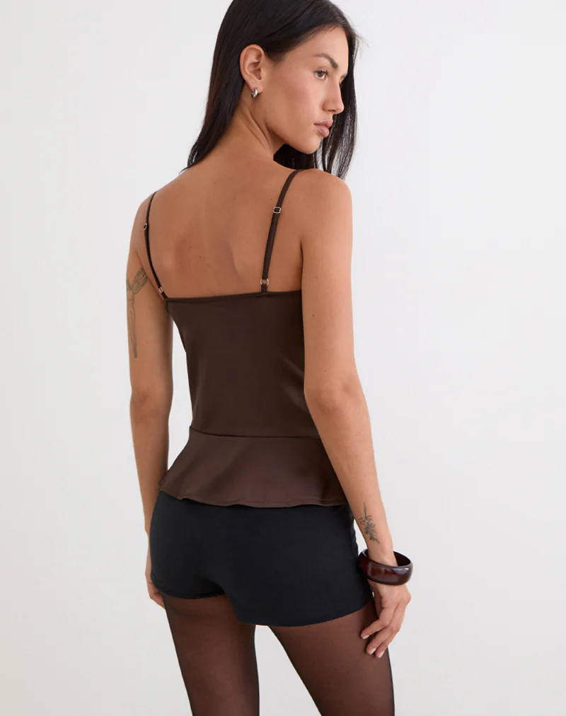 Turuti Cami Top in Satin Dark Brown - Image 3