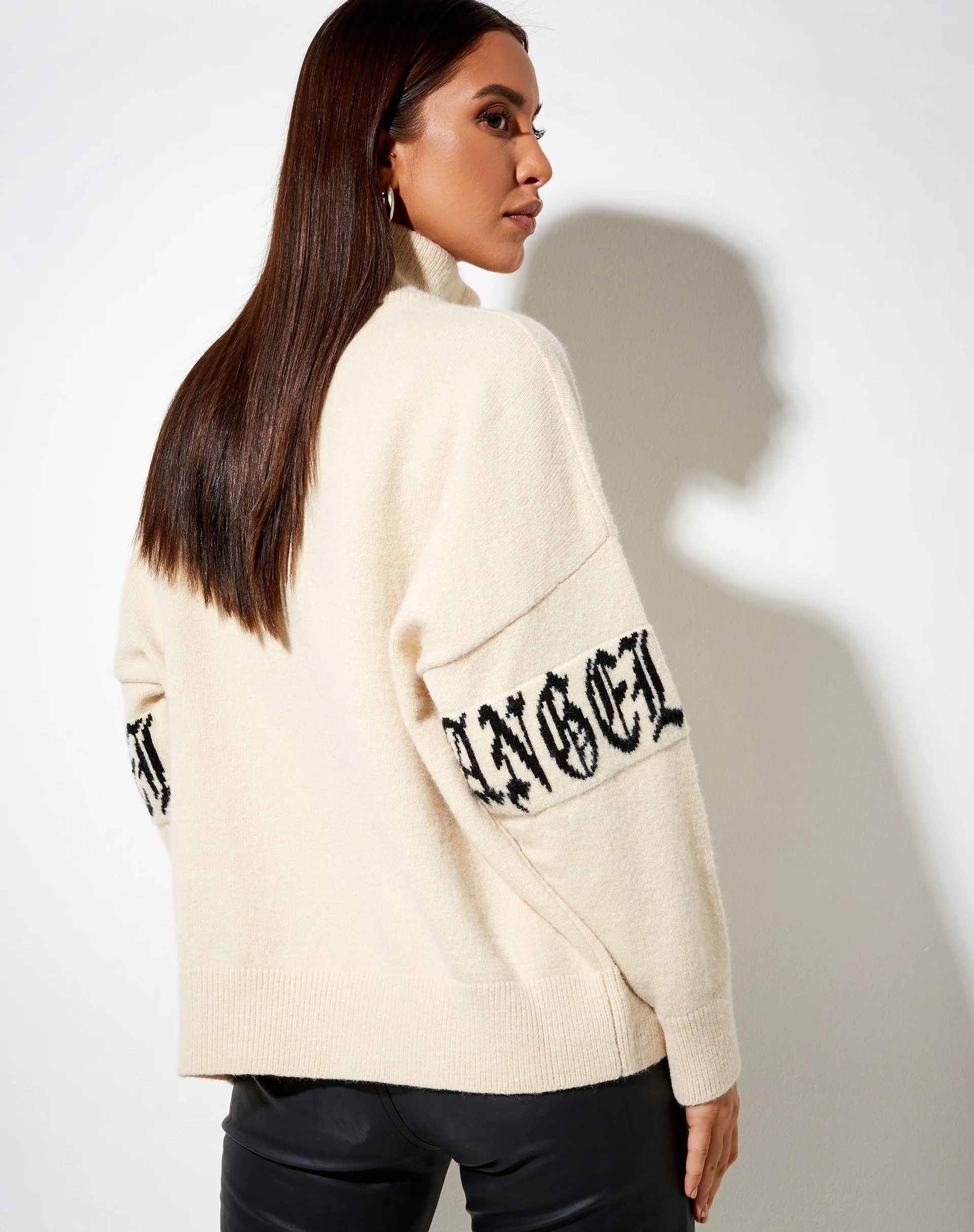 Tusca Sweatshirt in Stone with Angel on Sleeve - Image 4