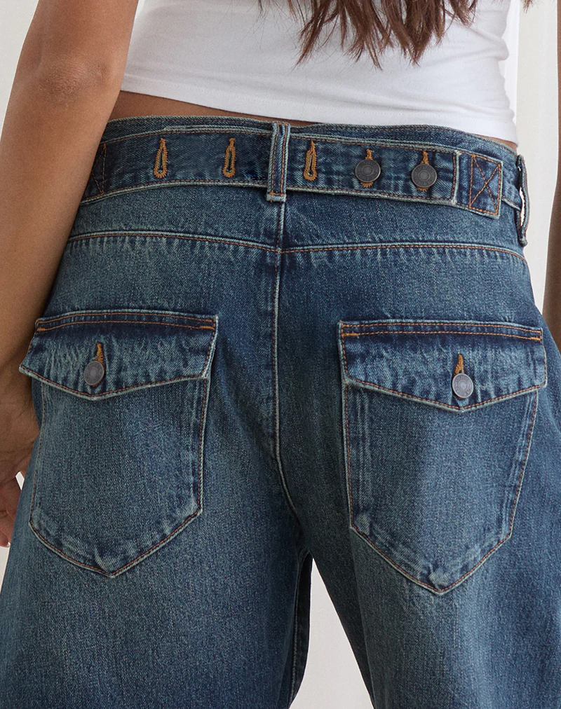 Twisted Cinch Denim Short in Dirty Green - Image 2
