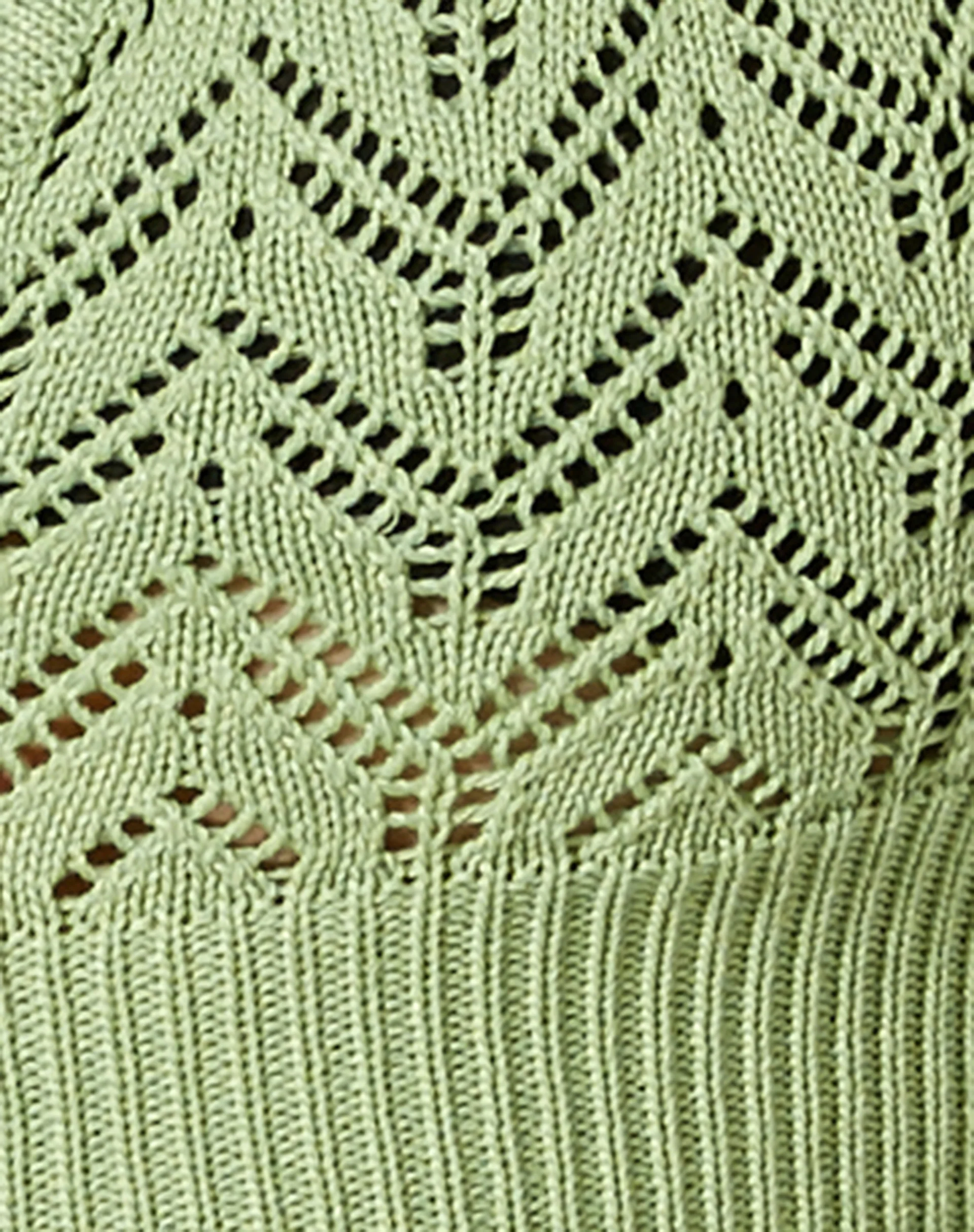 Tyas Cropped Cardi in Crochet Pointelle Green - Image 6