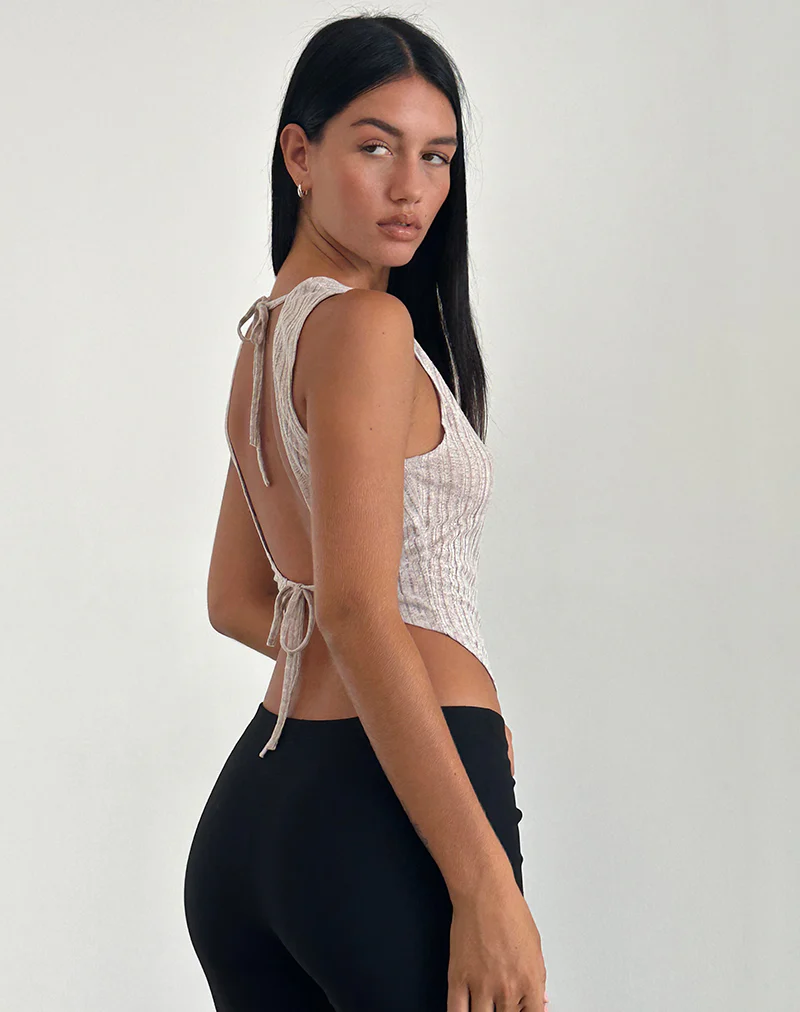 Tyla Knitted Top in Oatmilk - Image 4