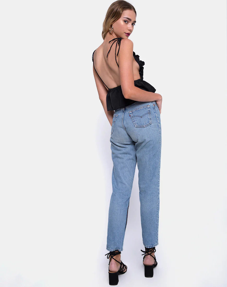 Tyrell Bralette Top in Satin Black - Image 4