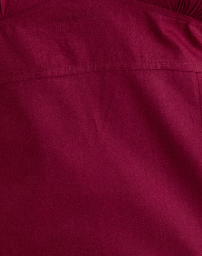 Uliva Cap Sleeve Corset Top in Poplin Burgundy - Image 5