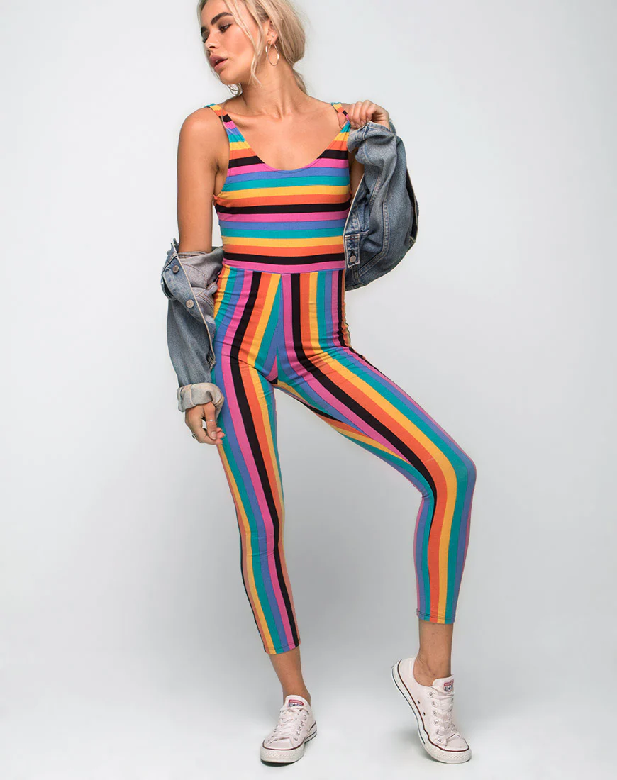 Unitard in New Vertical Multi Stripe - Image 3