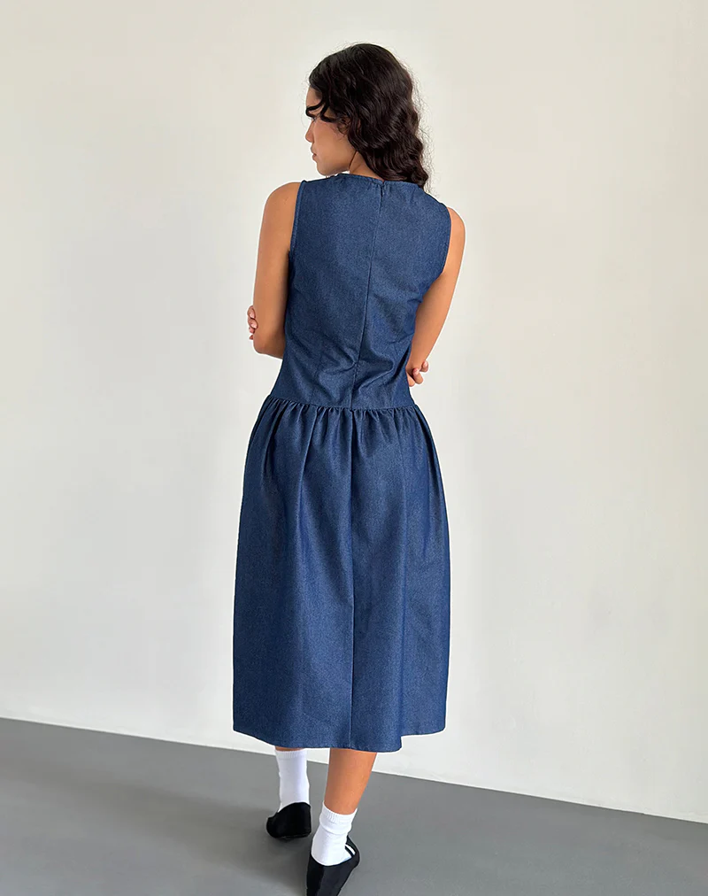 Uretta Maxi Dress in Denim Indigo - Image 5