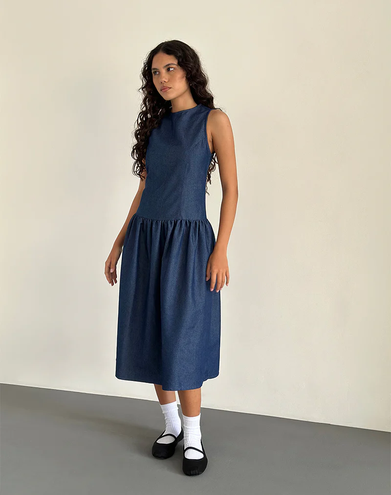 Uretta Maxi Dress in Denim Indigo - Image 6