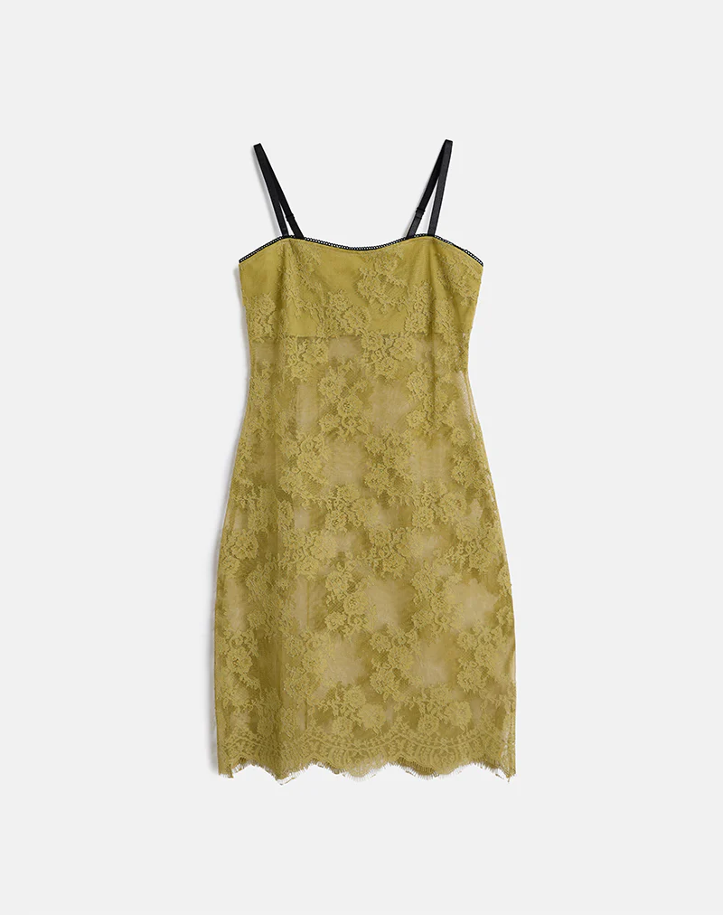 Urian Dress in Eyelash Lace Chartreuse - Image 5