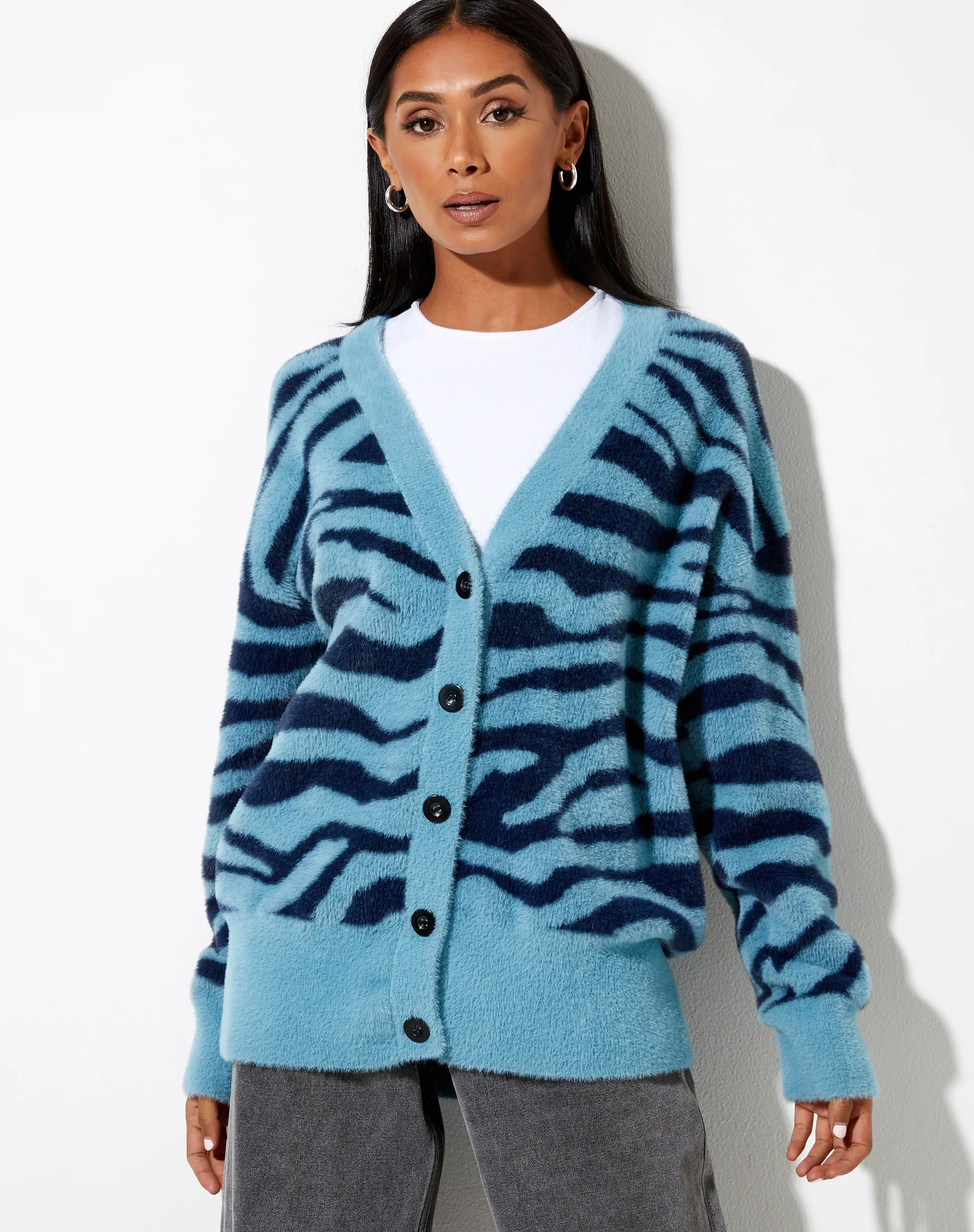 Uriela Cardi in Knit Zebra Blue and Navy - Image 4
