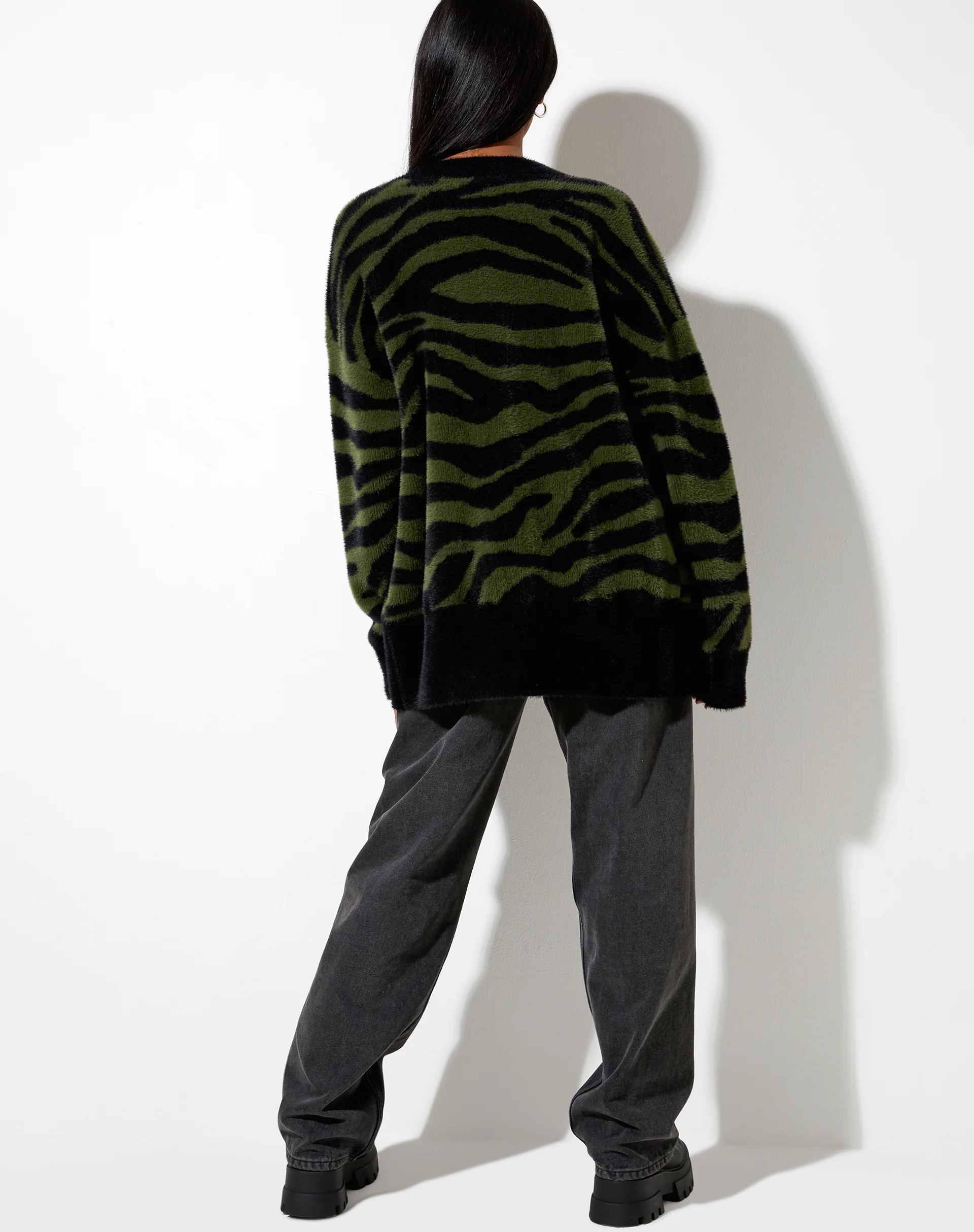 Uriela Cardi in Knit Zebra Olive and Black - Image 4