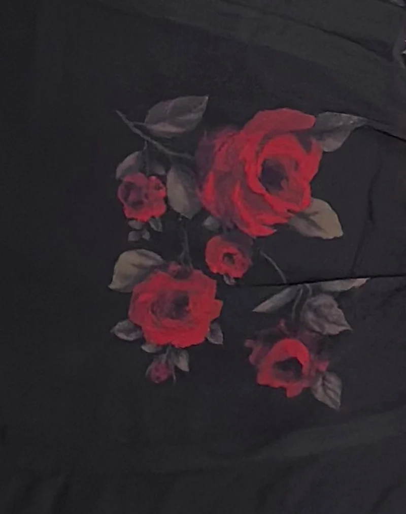 Ursula Bardot Mini Dress in Black Vintage Rose - Image 5