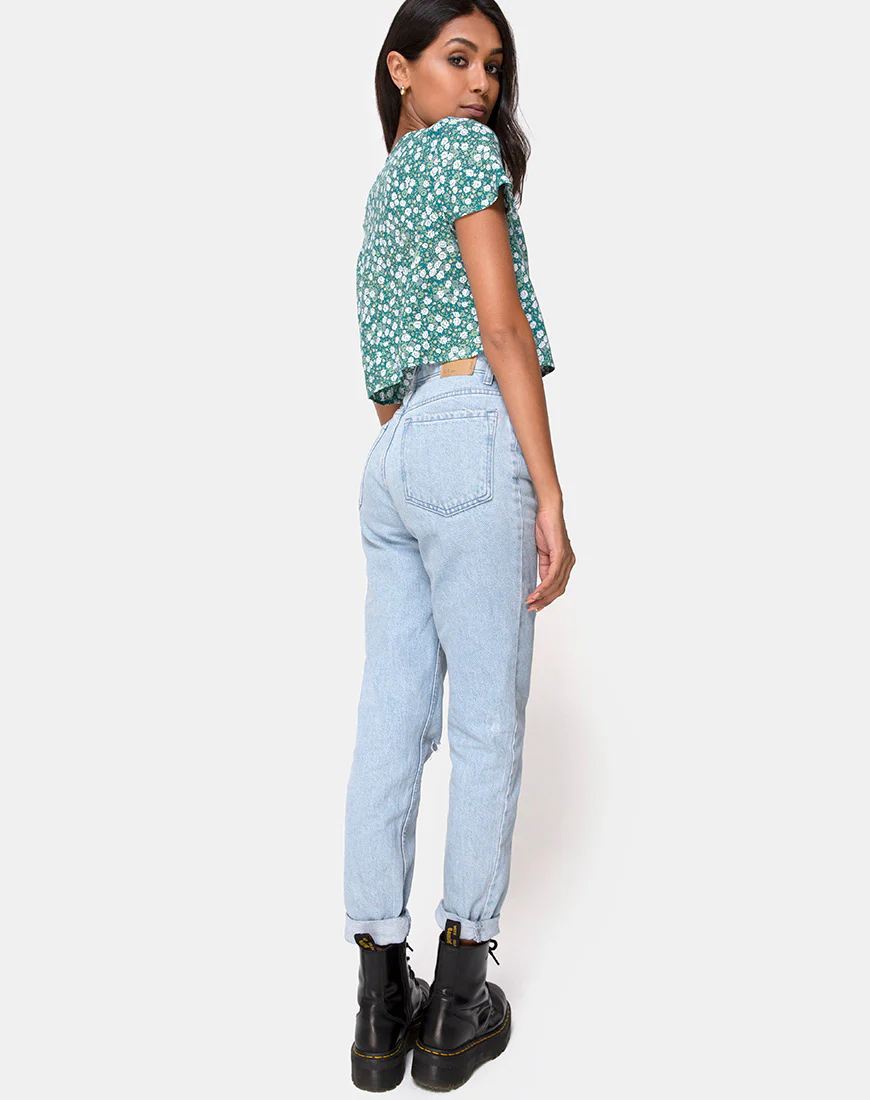 Vaco Blouse in Floral Field Green - Image 4
