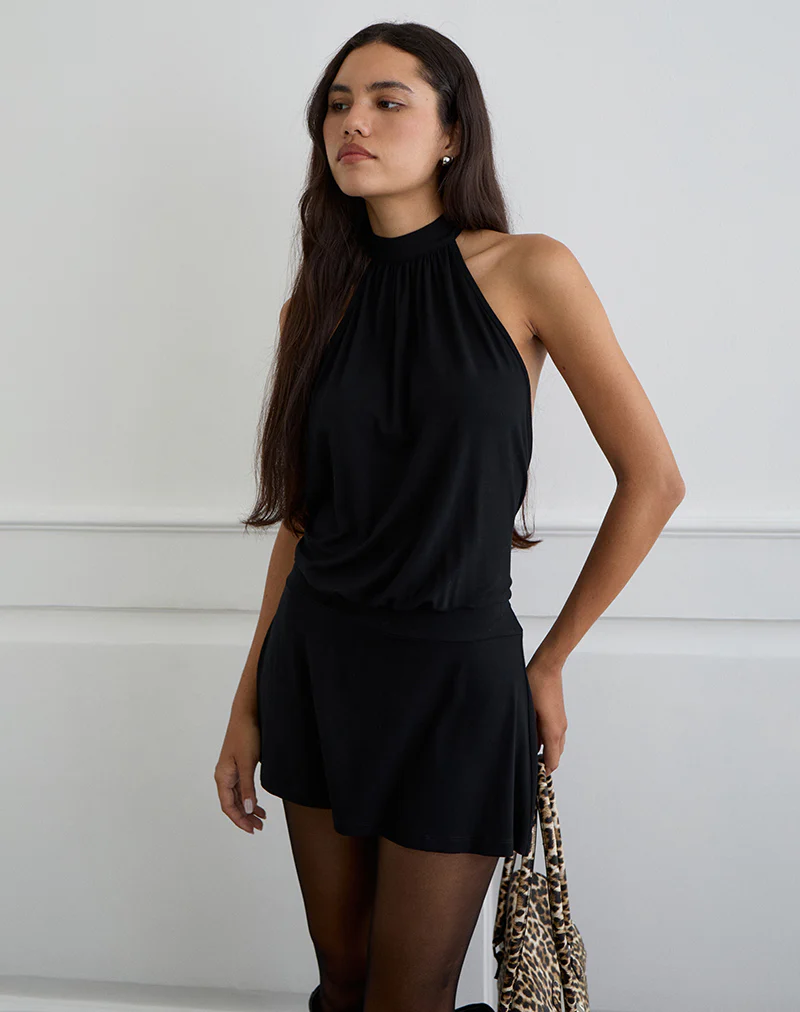 Vaklina Mini Dress in Rayon Jersey Black - Image 4
