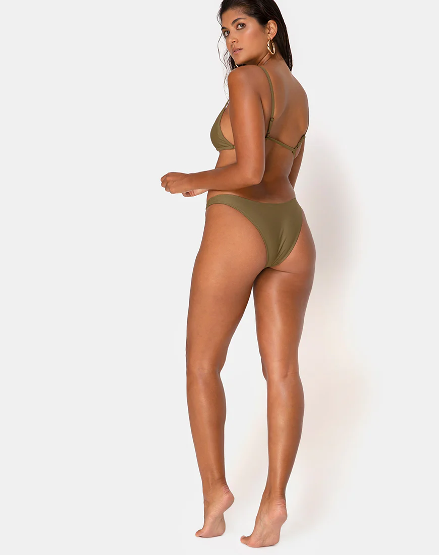 Valda Bikini Bottom in Matte Khaki - Image 2