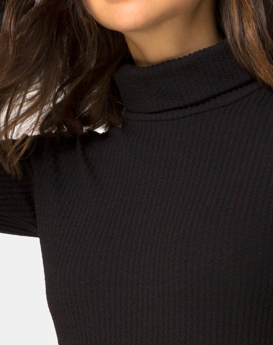 Valda Dress in Rib Black - Image 5