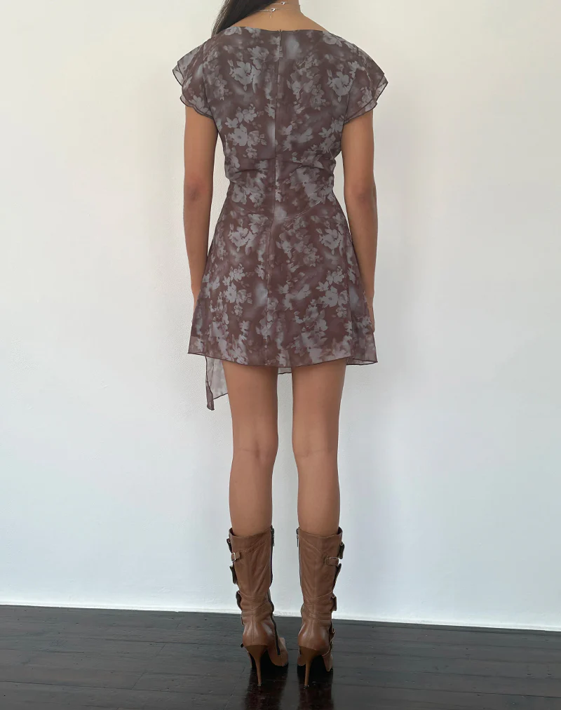 Valencia Mini Dress in Botanical Shadow Brown - Image 3