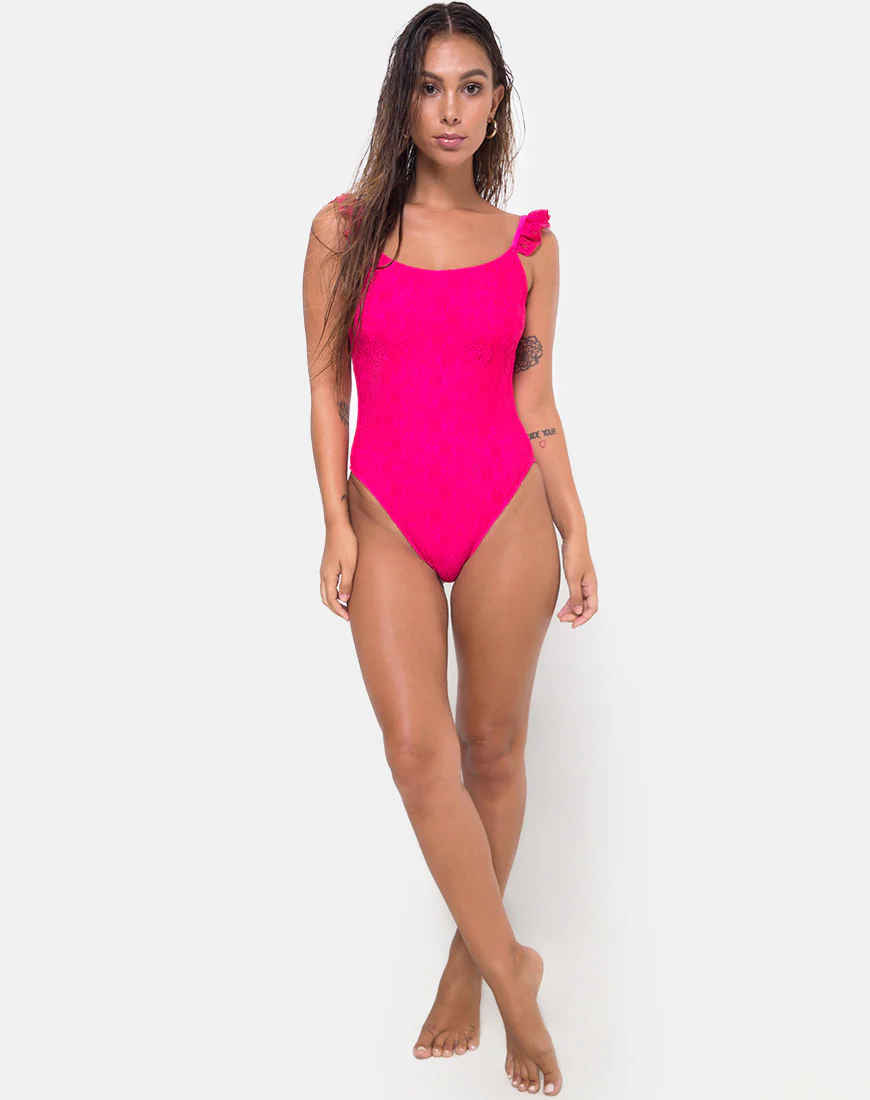 Valentina Swimsuit in Lace fuschia Pink - Image 3