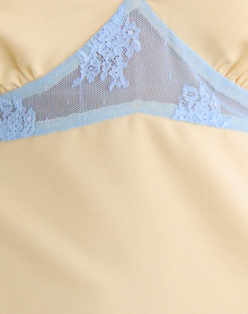 Valeska Lace Insert Top in Satin Lemon - Image 5
