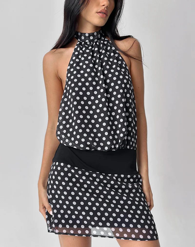 Valina Mini Dress in Basic Polka Black - Image 2