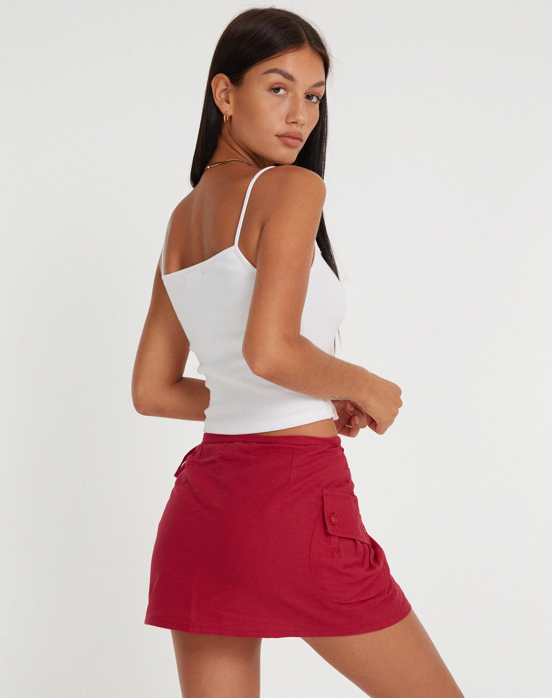 Valio Mini Skirt in Tango Red - Image 2