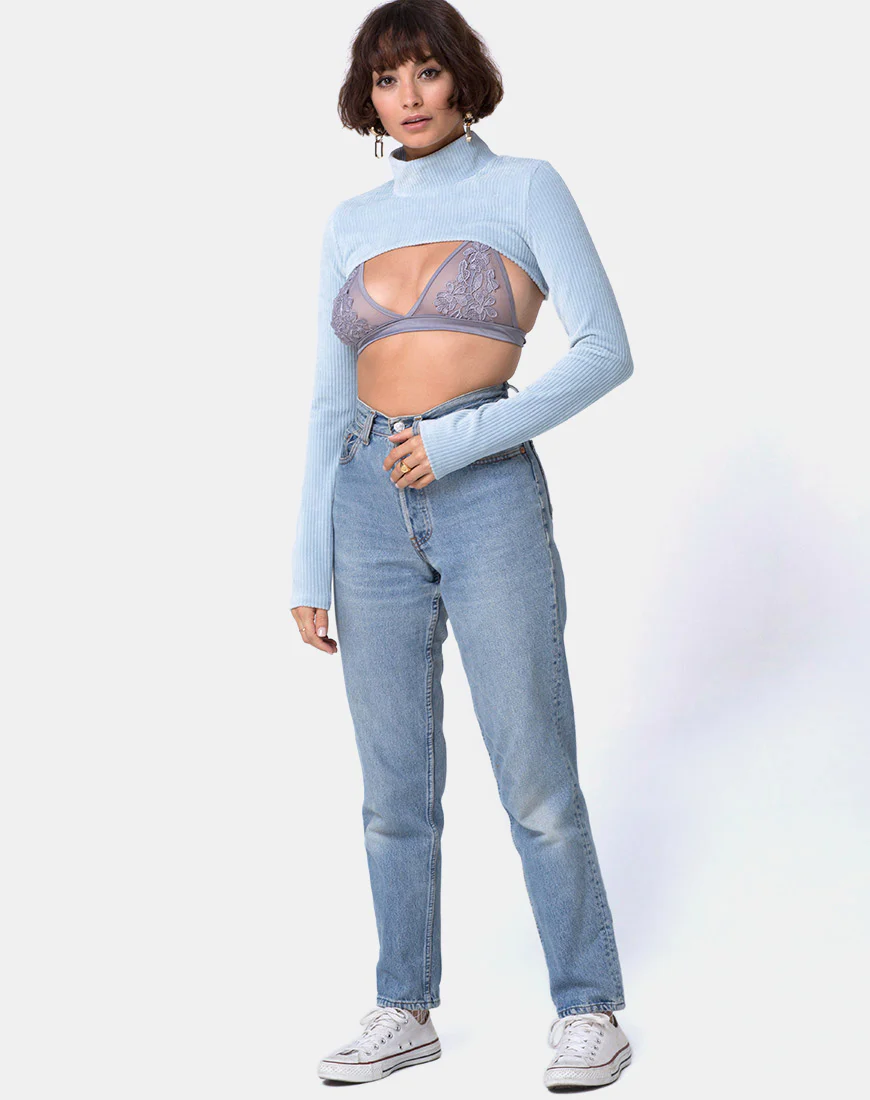 Valoz Top in Fluffy Knit Baby Blue - Image 3