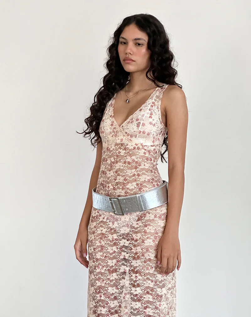 Valtheni Maxi Dress in Chic Petal Pink Lace - Image 3