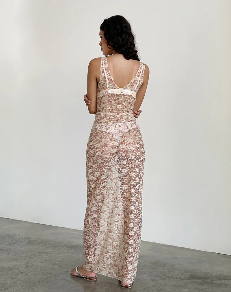 Valtheni Maxi Dress in Chic Petal Pink Lace - Image 5