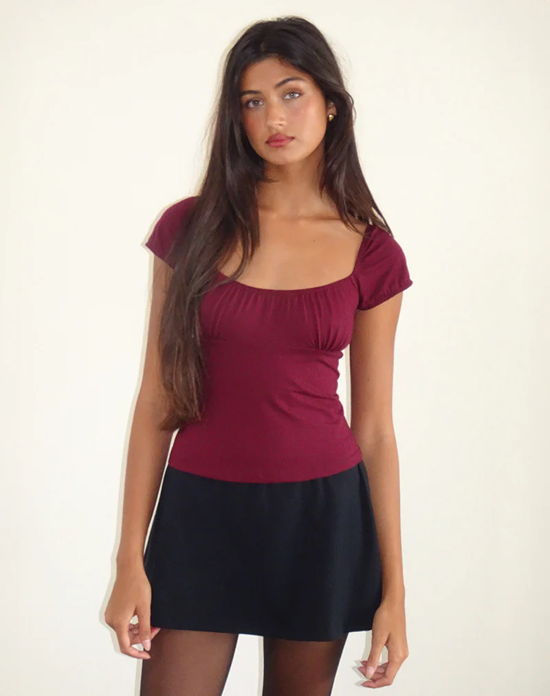 Vardah Top in Burgundy Jersey - Image 5