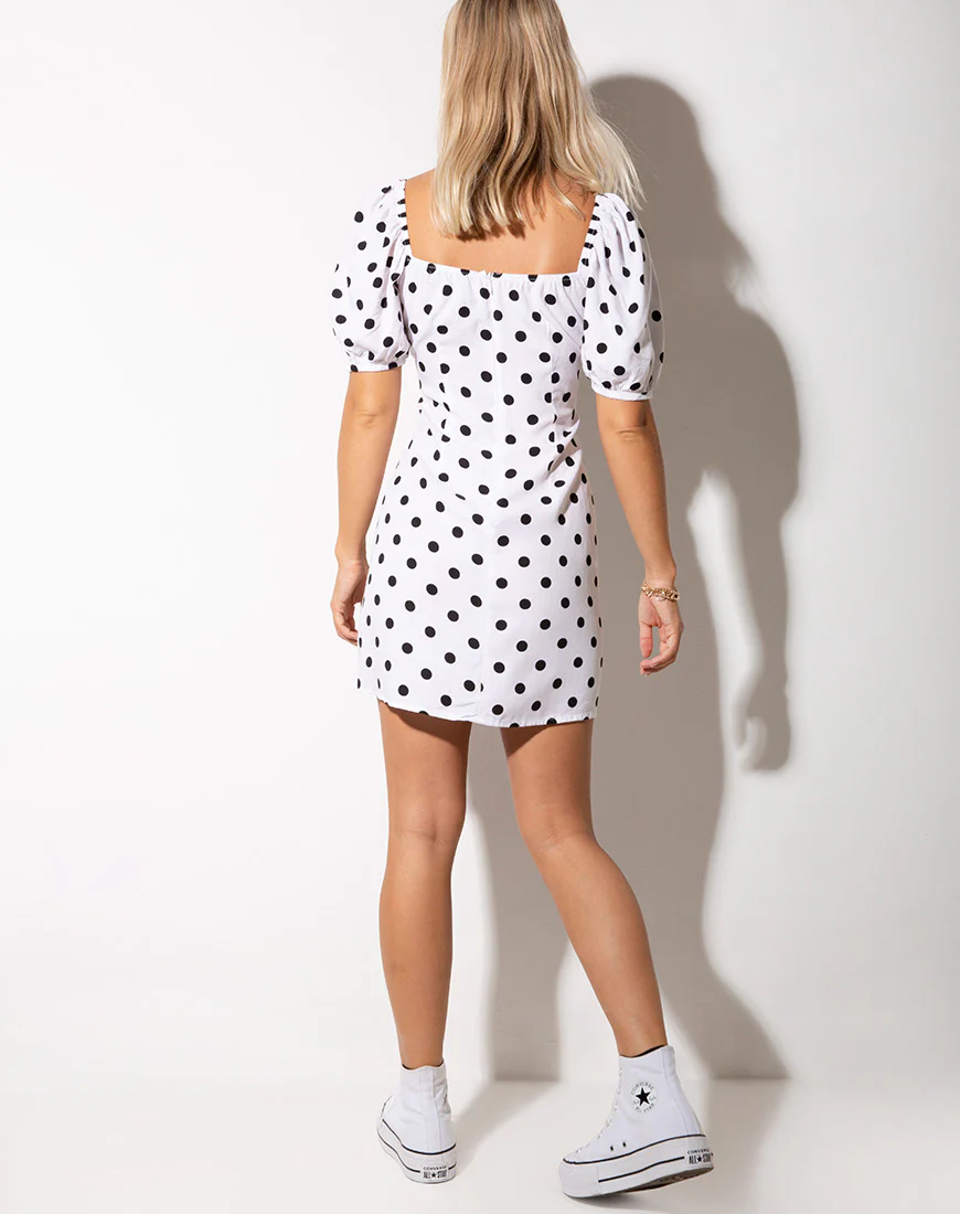 Varie Mini Dress in 80's Polka White - Image 6
