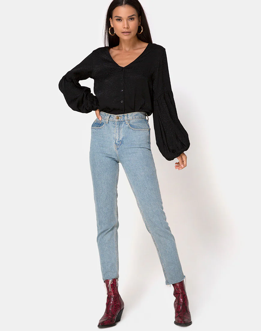 Vautier Top in Satin Cheetah Black - Image 3