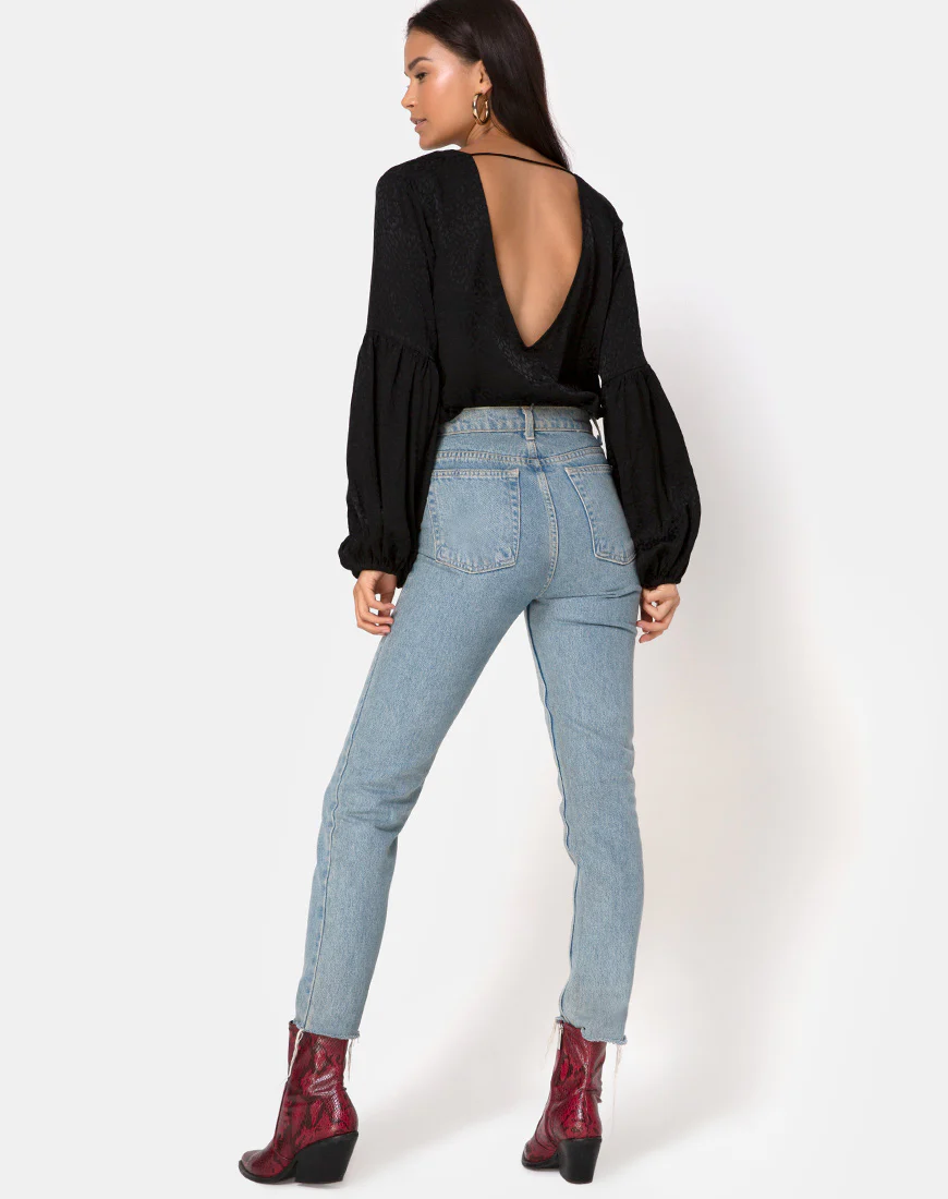 Vautier Top in Satin Cheetah Black - Image 4