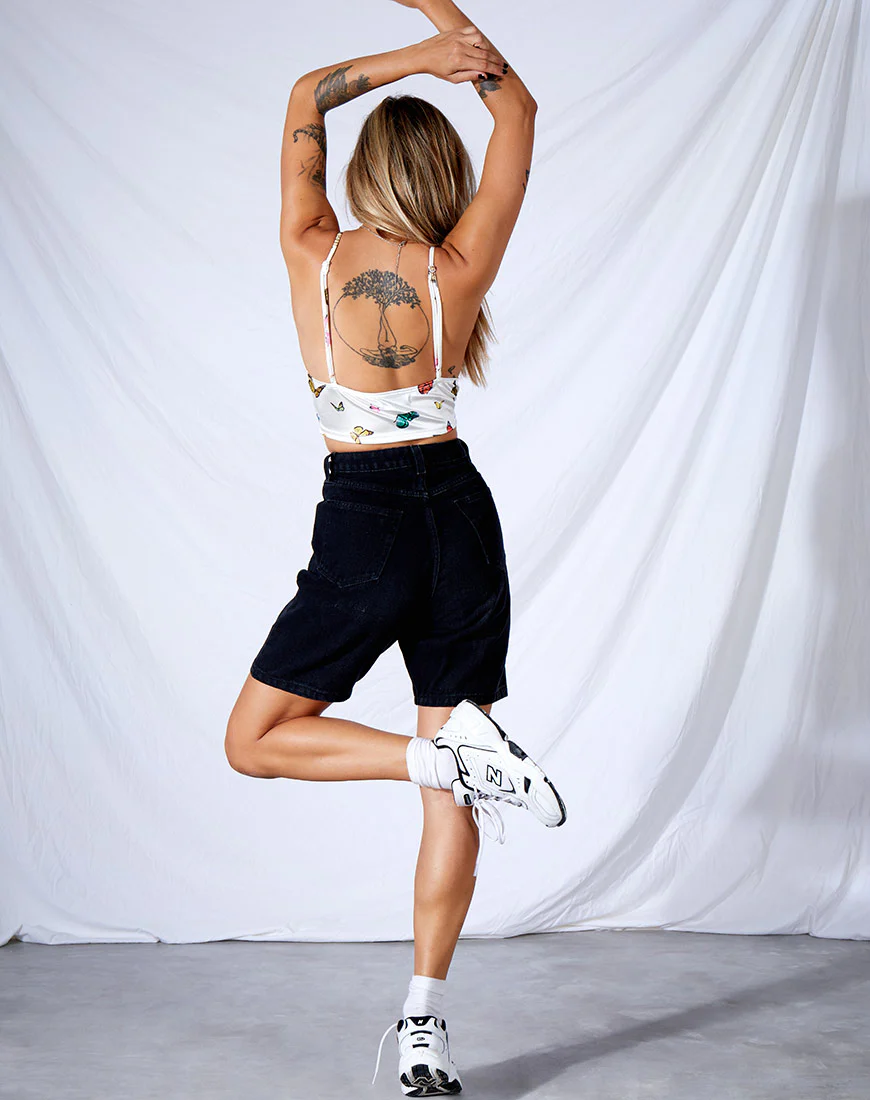Veila Crop Top in Cream Butterfly - Image 3