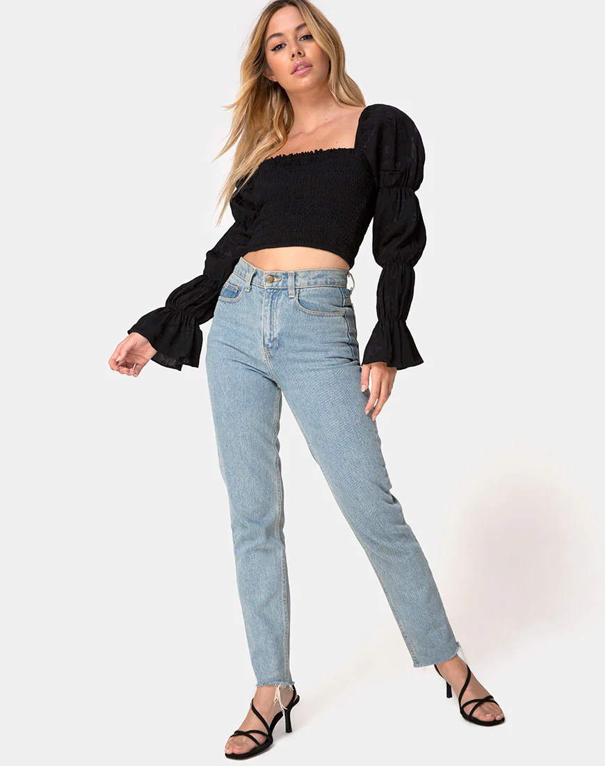 Velina Crop Top in Satin Rose Black - Image 4