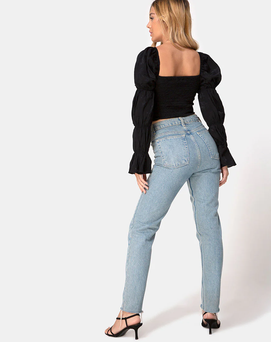 Velina Crop Top in Satin Rose Black - Image 5