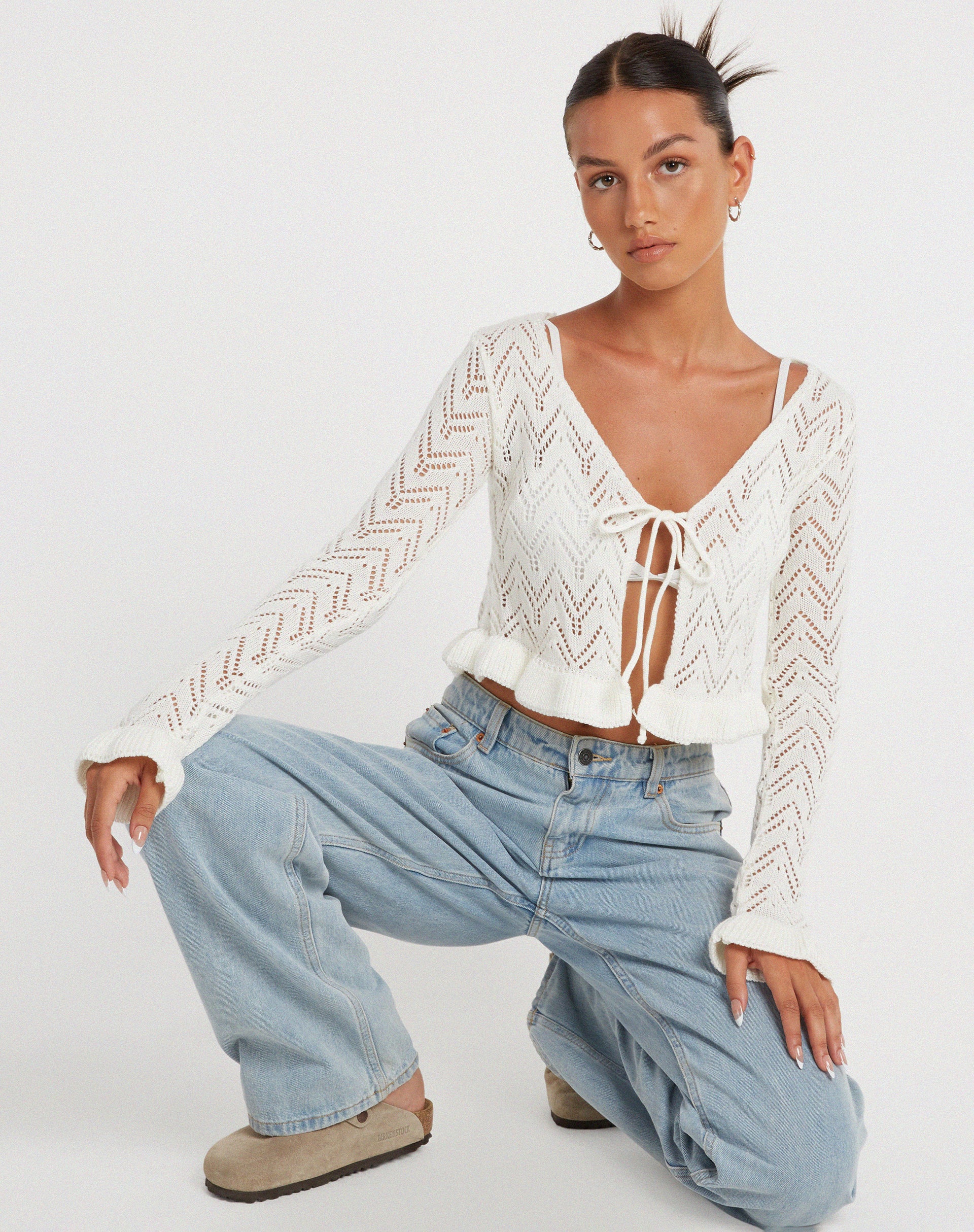 Vella Cardi in Knitted Ivory - Image 2