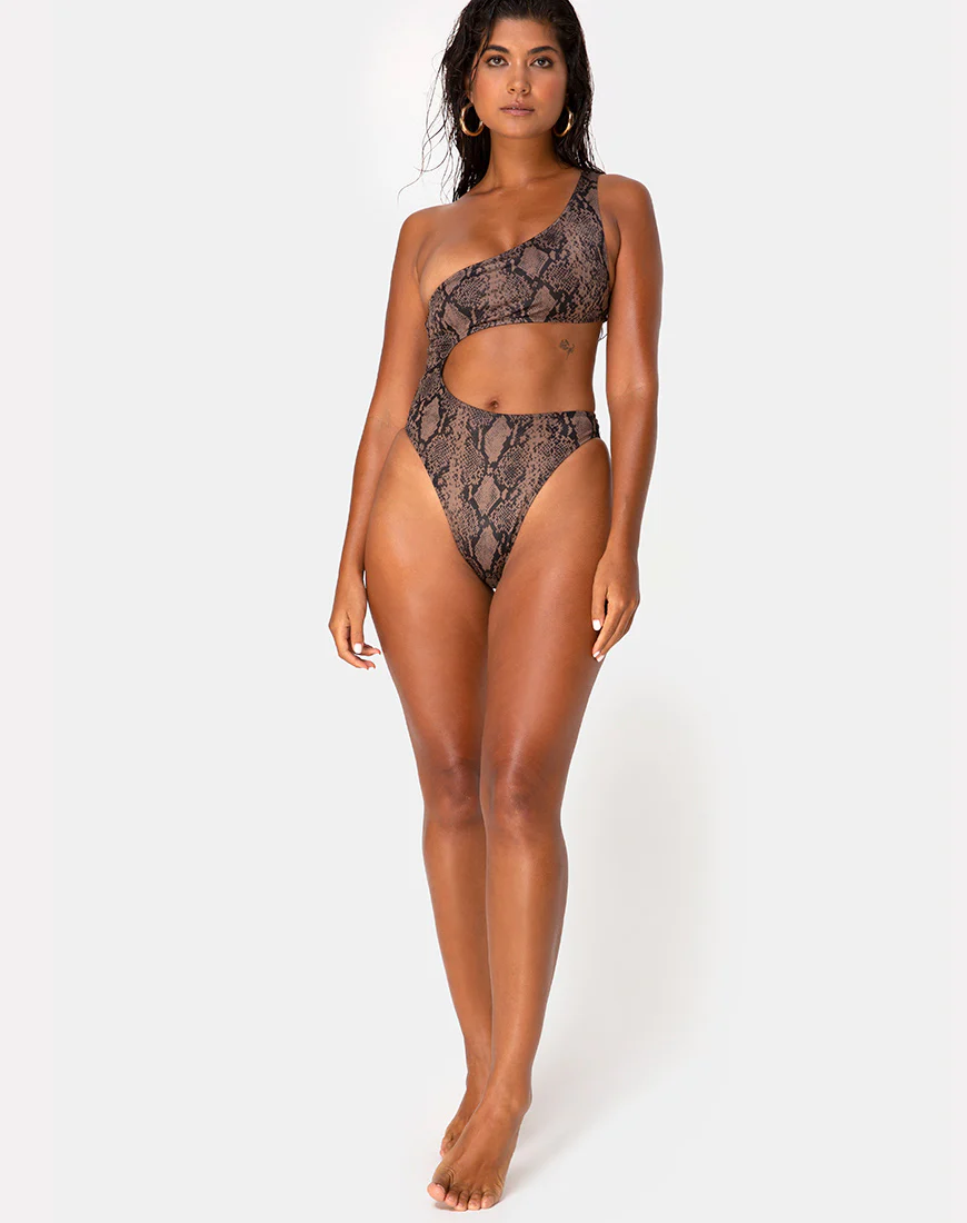 Velo Swimsuit in Snake Taupe - Image 3