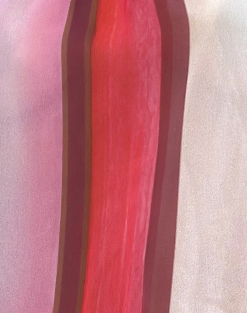 Veloria Halterneck Mini Dress in Pink Sheer Chiffon Painted Stripe - Image 6