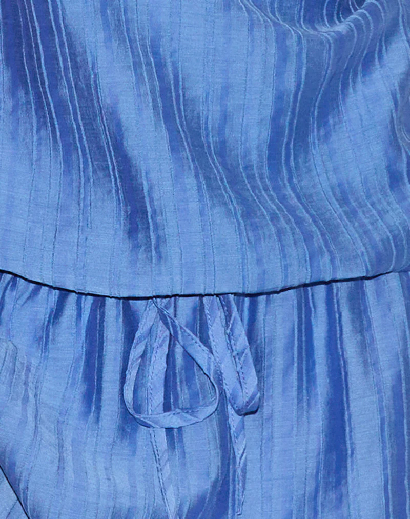 Veloria Halterneck Mini Dress in Blue Chiffon Painted Stripe - Image 7