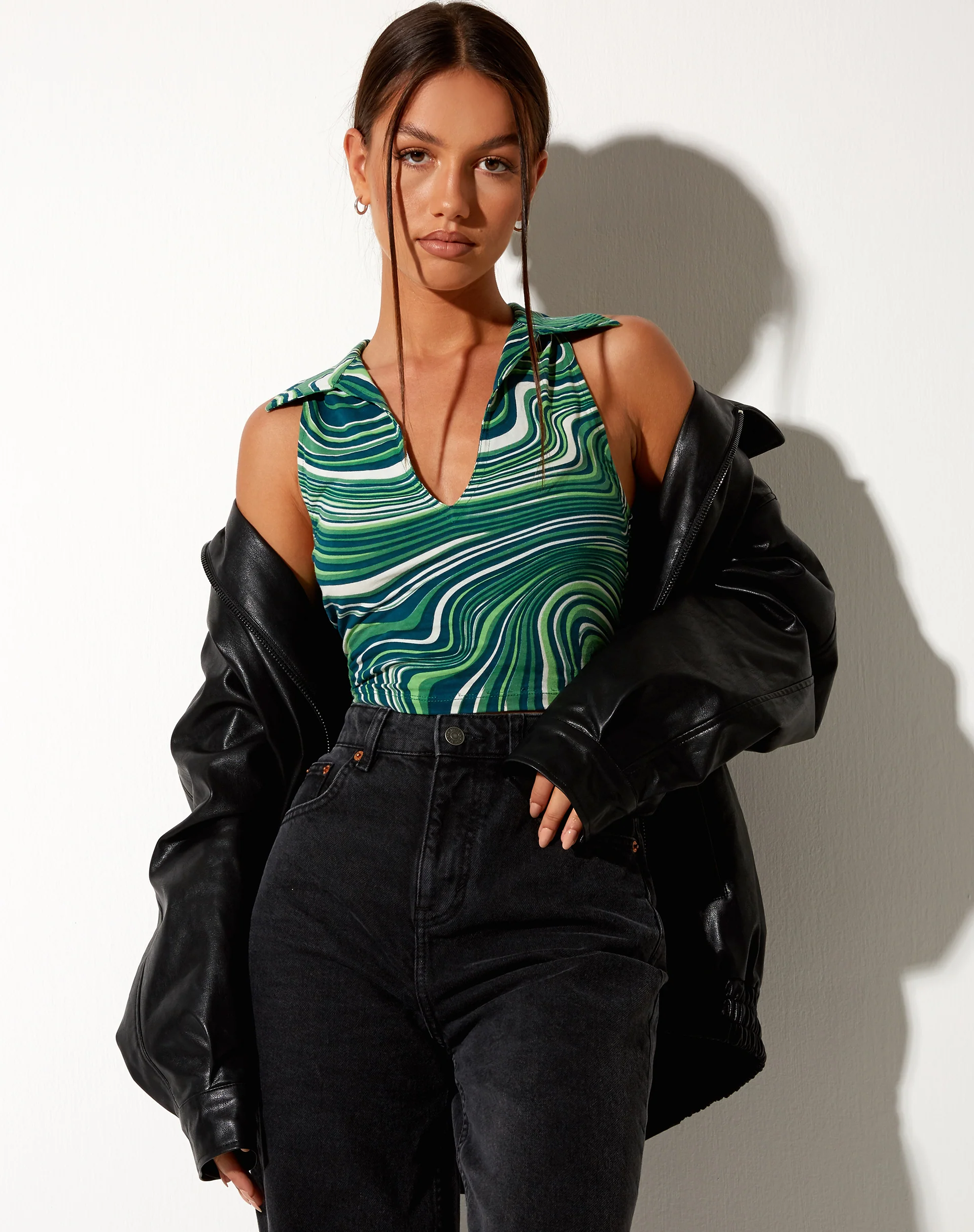Vende Vest Top in 70's Ripple Green - Image 4