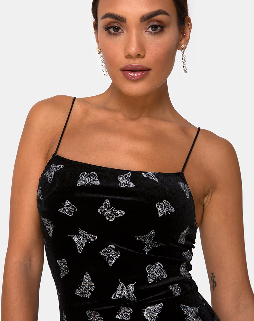 Verdina Dress Black with Glitter Butterfly - Image 6