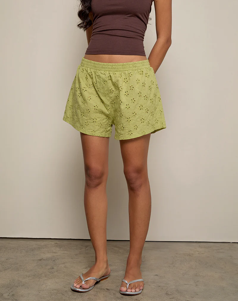 Verie Short in Little Daisy Broderie Lime - Image 4