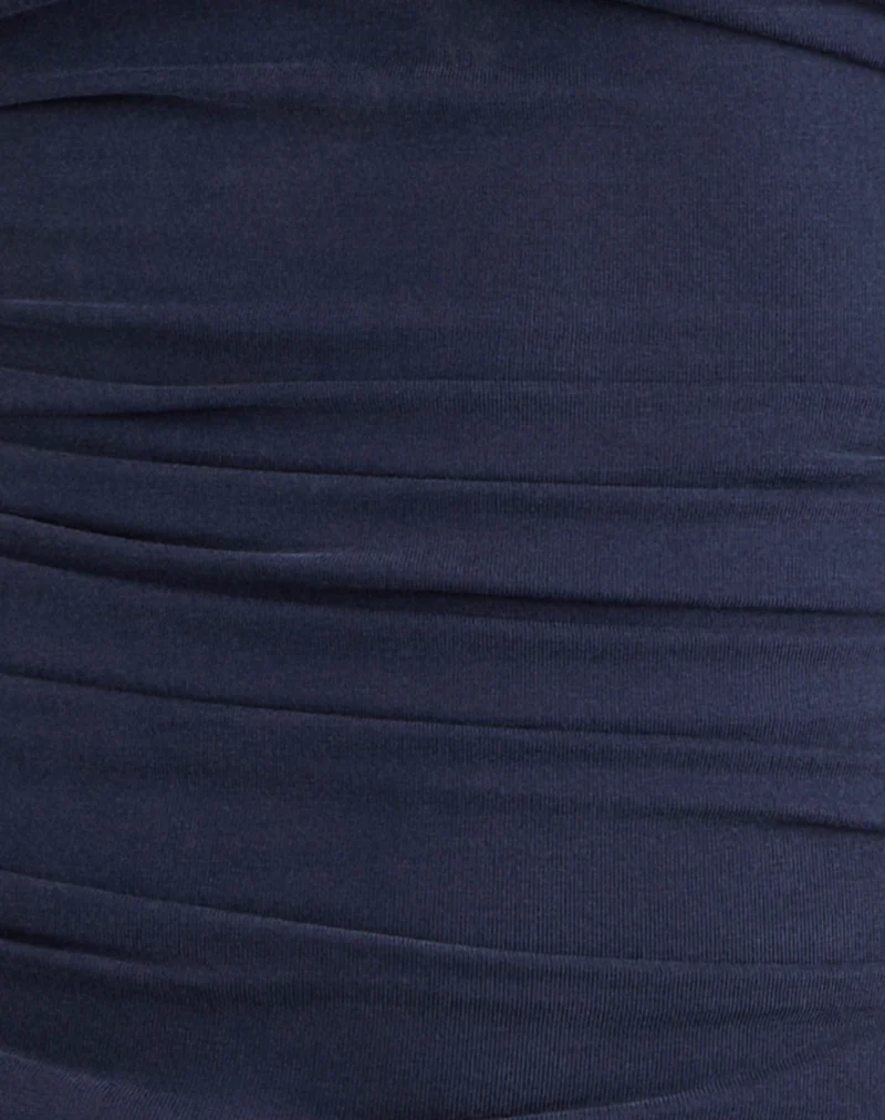 Vernia Plunge Batwing Top in Cupro Navy - Image 7