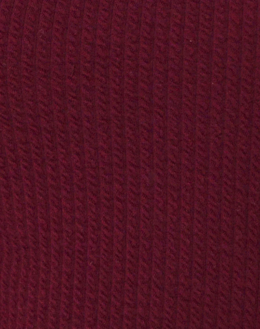 Verso Bodycon Dress in Burgundy - Image 5