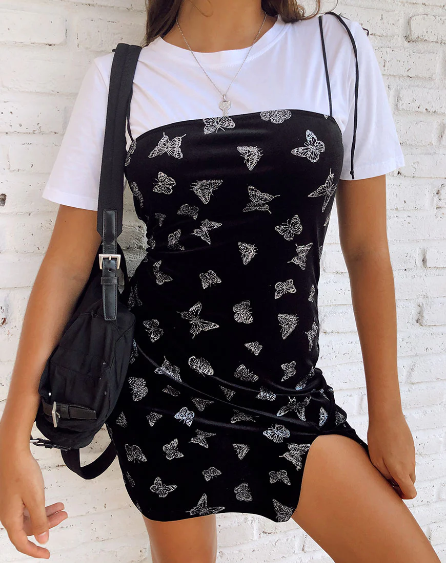 Verso Dress in Black with Glitter Butterfly - Image 2