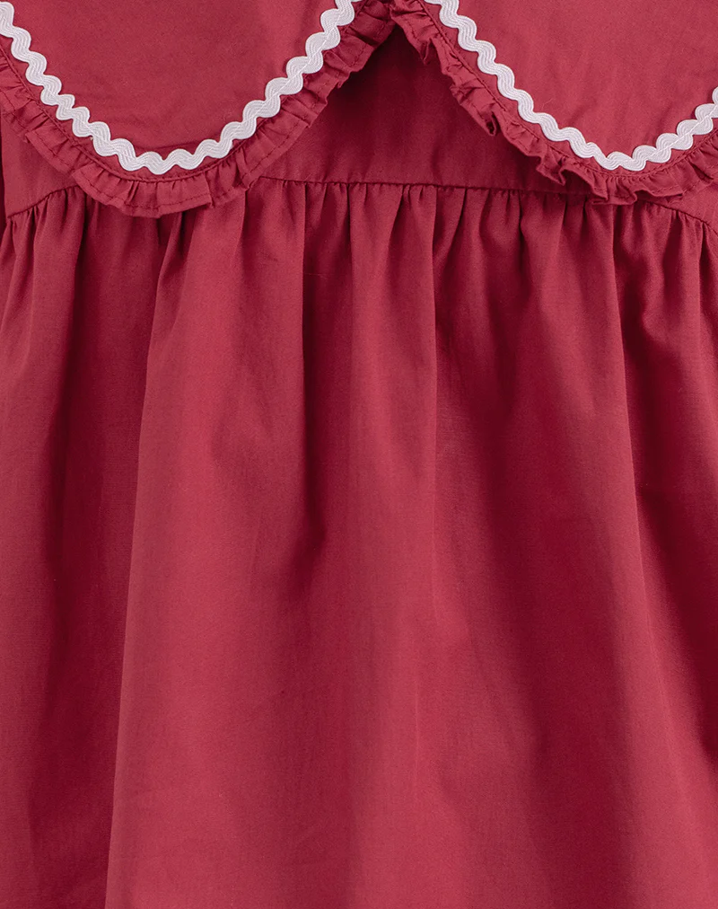 Viana Blouse in Adrenaline Red with White Trim - Image 5