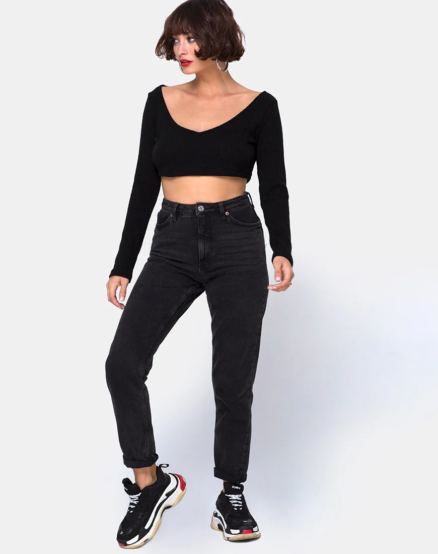 Vile Top in Rib Black - Image 3